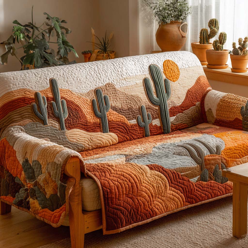 Canyon Blaze Quilted Sofa Cover NCU0XD1482 everthome