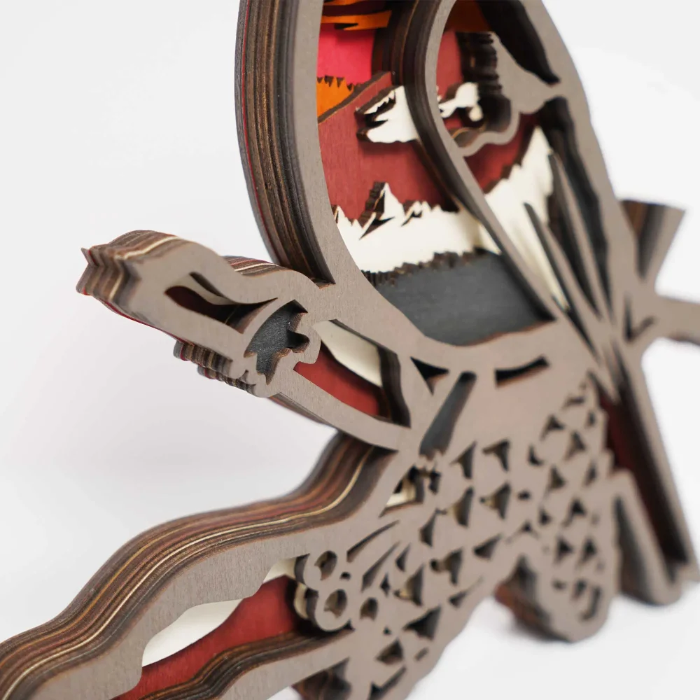 Purexcellent&trade; New creative home desktop wood carving red bird crafts ornaments