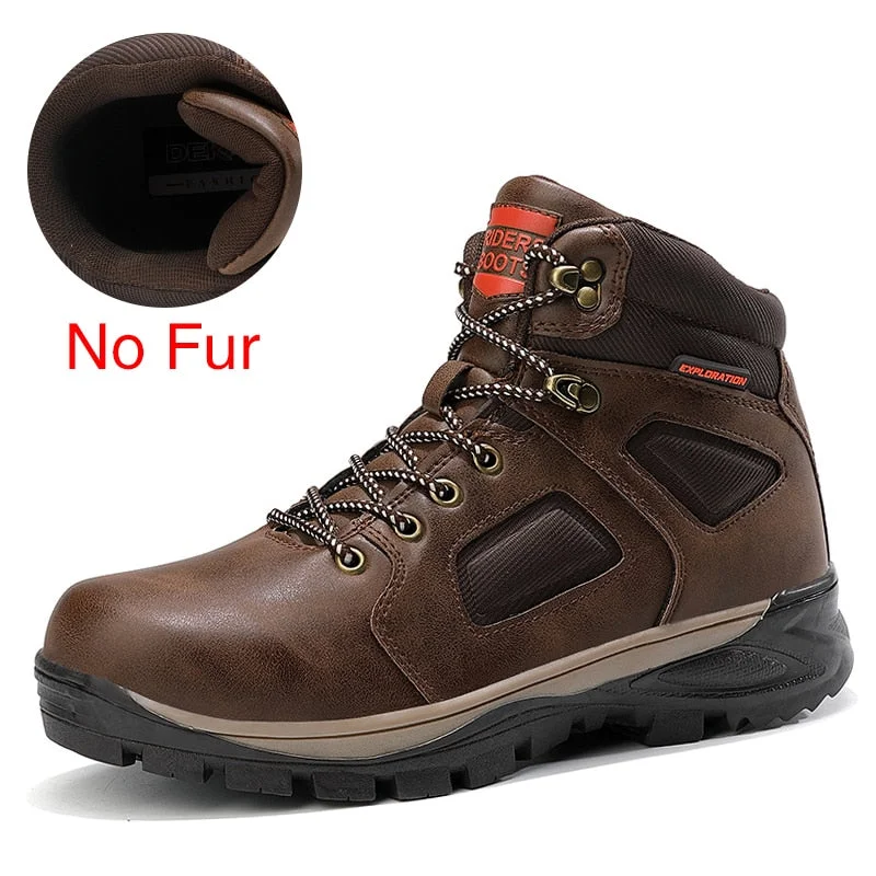 DEKABR Split Leather Men Waterproof Warm Boots Men Casual Shoes Fashion Ankle Boots For Men High Top Outdoor Winter Men Boots