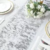108" Sparkly Metallic Silver Foil Thin Mesh Polyester Table Runner - 25GSM