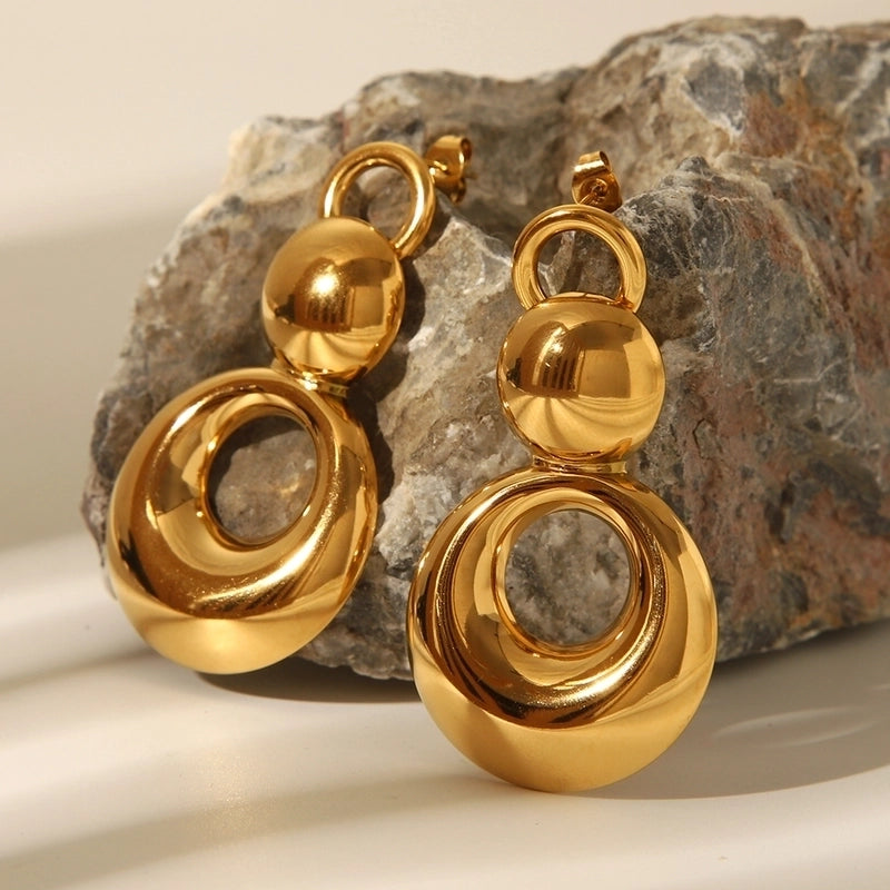 1 Pair Hip-Hop Exaggerated French Style Gourd 304 Stainless Steel 18K Gold Plated Drop Earrings