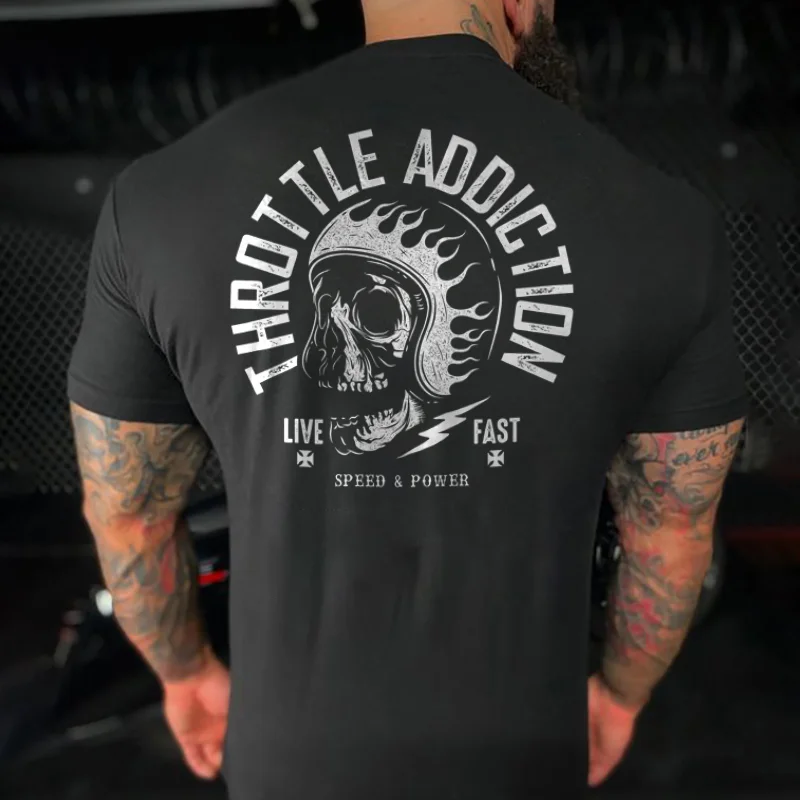 Livereid Designer throttle addiction skull print t-shirt - Livereid