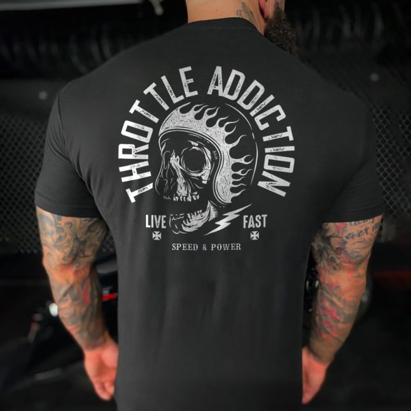 Designer throttle addiction skull print t-shirt - Krazyskull