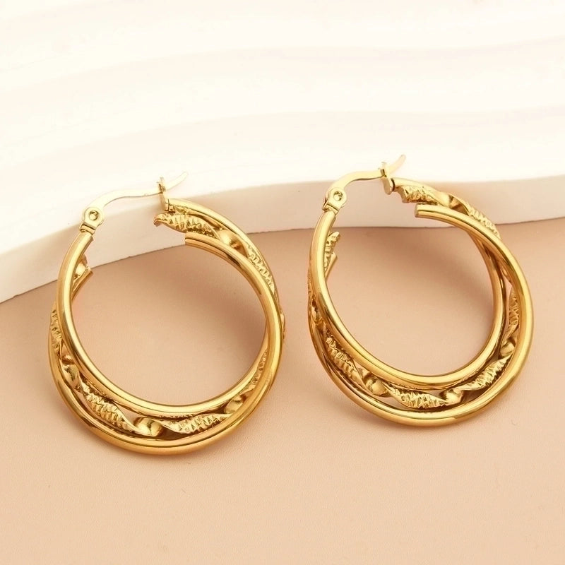 1 Pair Minimalist Commute Solid Color Plating 304 Stainless Steel 18K Gold Plated Earrings