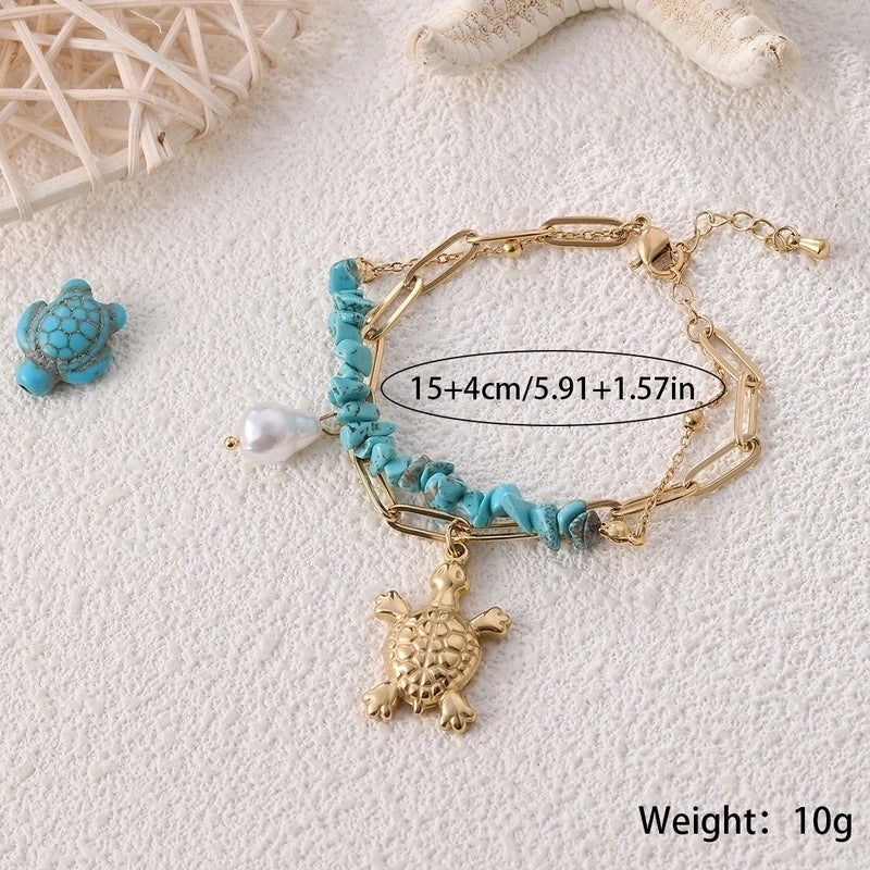 Cute Beach Tortoise 304 Stainless Steel Bracelets In Bulk