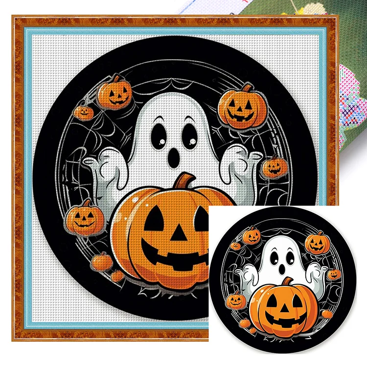 【Huacan Brand】Halloween Pumpkin Ghost Stamped Cross Stitch 40*40CM