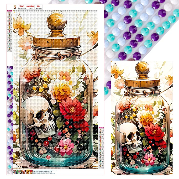 Skull Vase 40*70CM (Canvas) Full Round Drill Diamond Painting gbfke