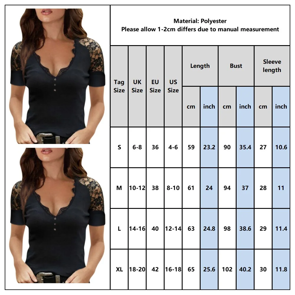 Women's Lace Patchwork Short-sleeved Tops Summer  Stitching Stylish Solid Color Slim Fit T-shirt Ladies Blouse Streewear D30