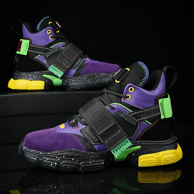 Dawfashion Techwear Streetwear-Casual Velcro Dad Shoes Thick Sole Board Shoes High Top Basketball Shoes-Streetfashion-Darkwear-Techwear