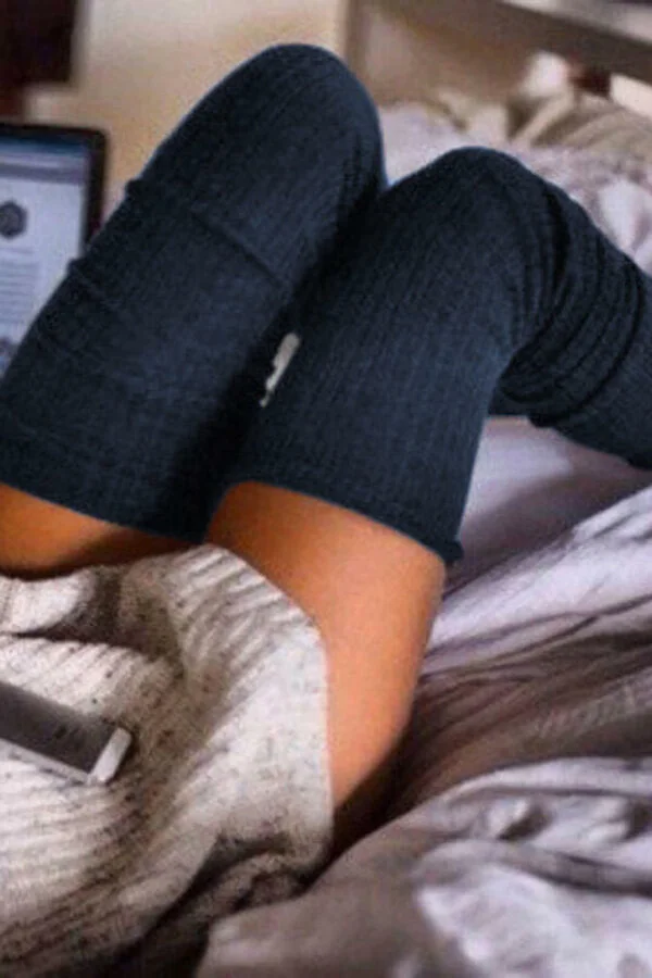 Casual Solid Knitted Thigh-High Socks