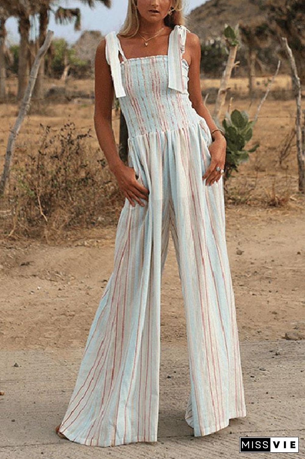 Mid-rise jumpsuit straight-leg pants P13463