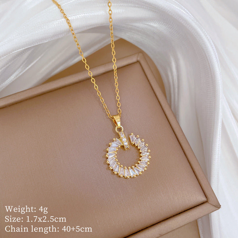 Copper Micro-Inlaid Necklace For Women Copper Micro-Inlaid Real Gold Electroplating Simple Ins Exquisite Clavicle Chain Neck Chain