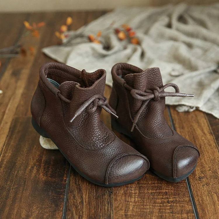 Cozy Autumn Retro Ethnic Leather Women's Ankle Boots
