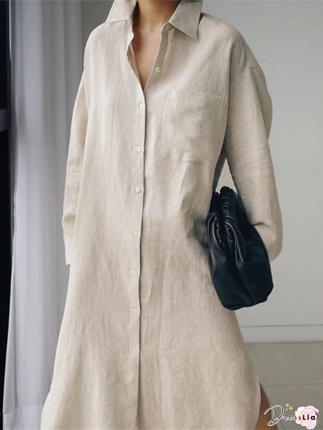Cotton and linen long skirt A-line maxi dress