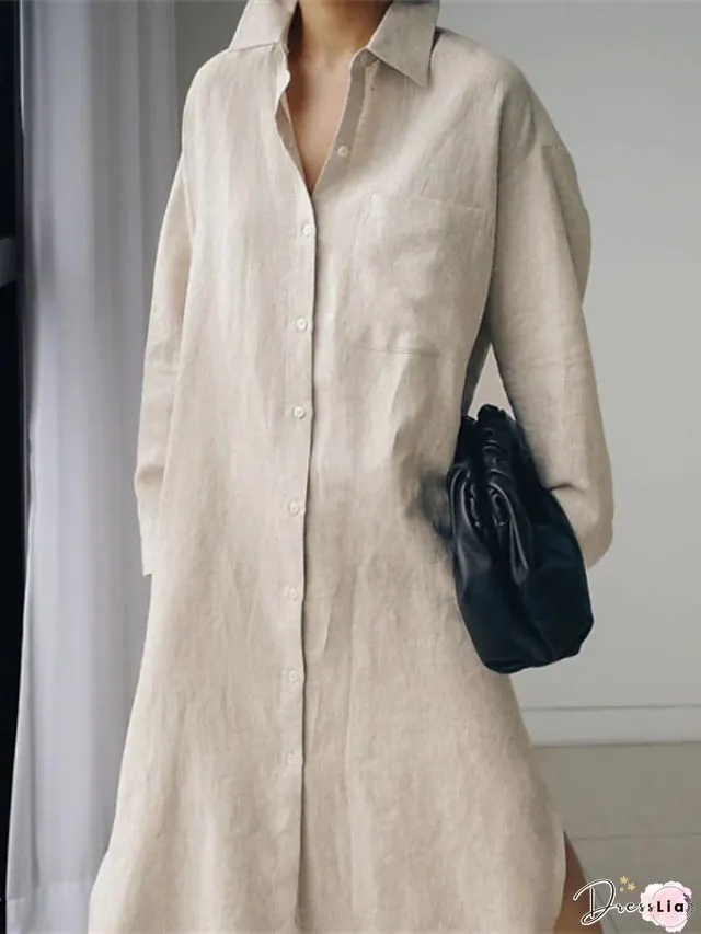 Cotton and linen long skirt A-line maxi dress