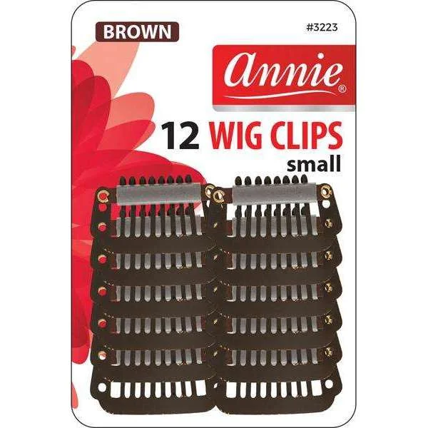 Annie Wig Clips Small 12Ct Brown