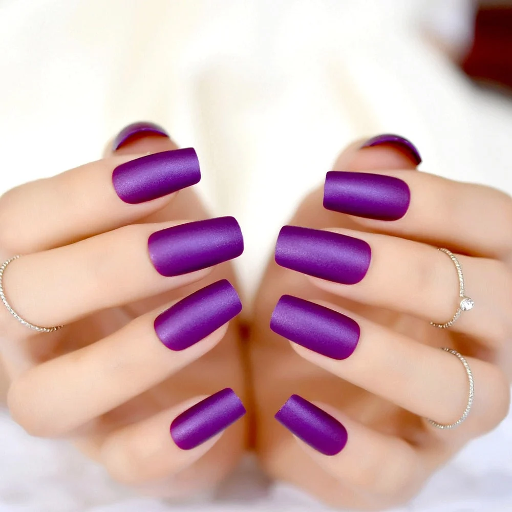 Gorgeous Cream False Nails Long Iridescent Matte Fake Nails Frost Art Design DIY Full Free Artificial False Nails 24-Nail Inspo