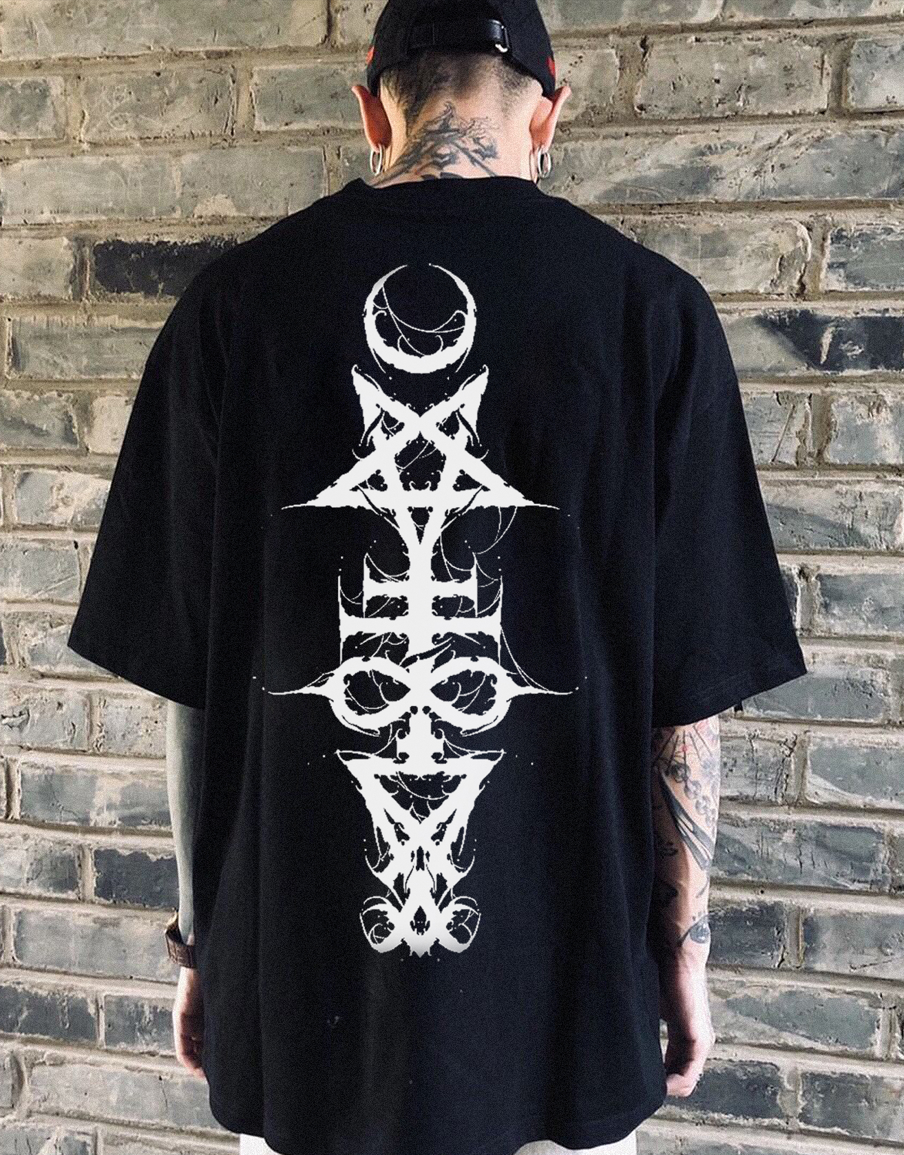 Satan Spell Totem Wizard Print T-shirt Techwear Shop