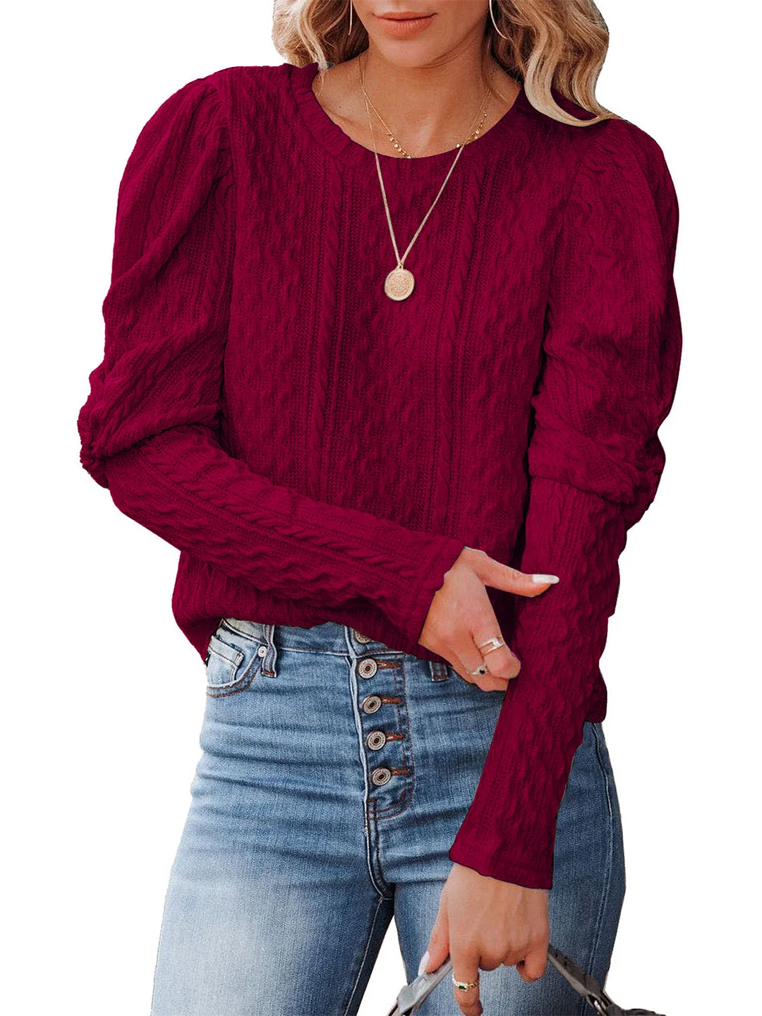 Women Long Sleeve Scoop Neck Knit Women Sweaters