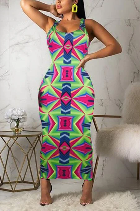 Sexy Print-Dyed Sleeveless Dress