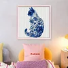 (US Only)Full Embroidery cotton Thread 11CT Printed Cat Cross Stitch Home Kit40x40cm