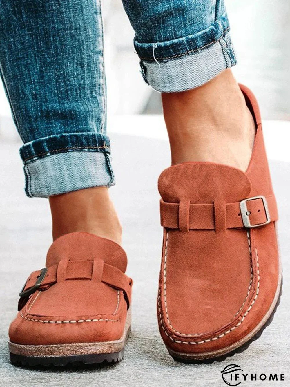 Women Soft Sole Casual Comfy Leather Slip On Sandals | IFYHOME