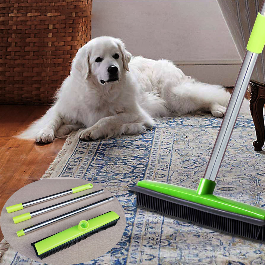 Multi-Surface Rubber Pet Hair Remover Broom