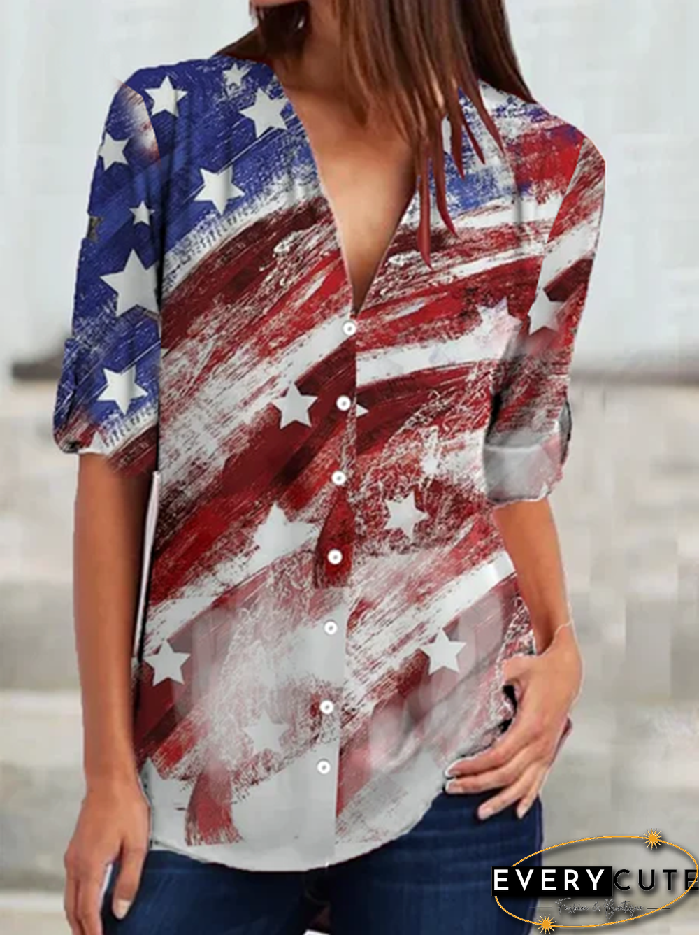 Vintage Long Sleeve Floral-Print T-shirt