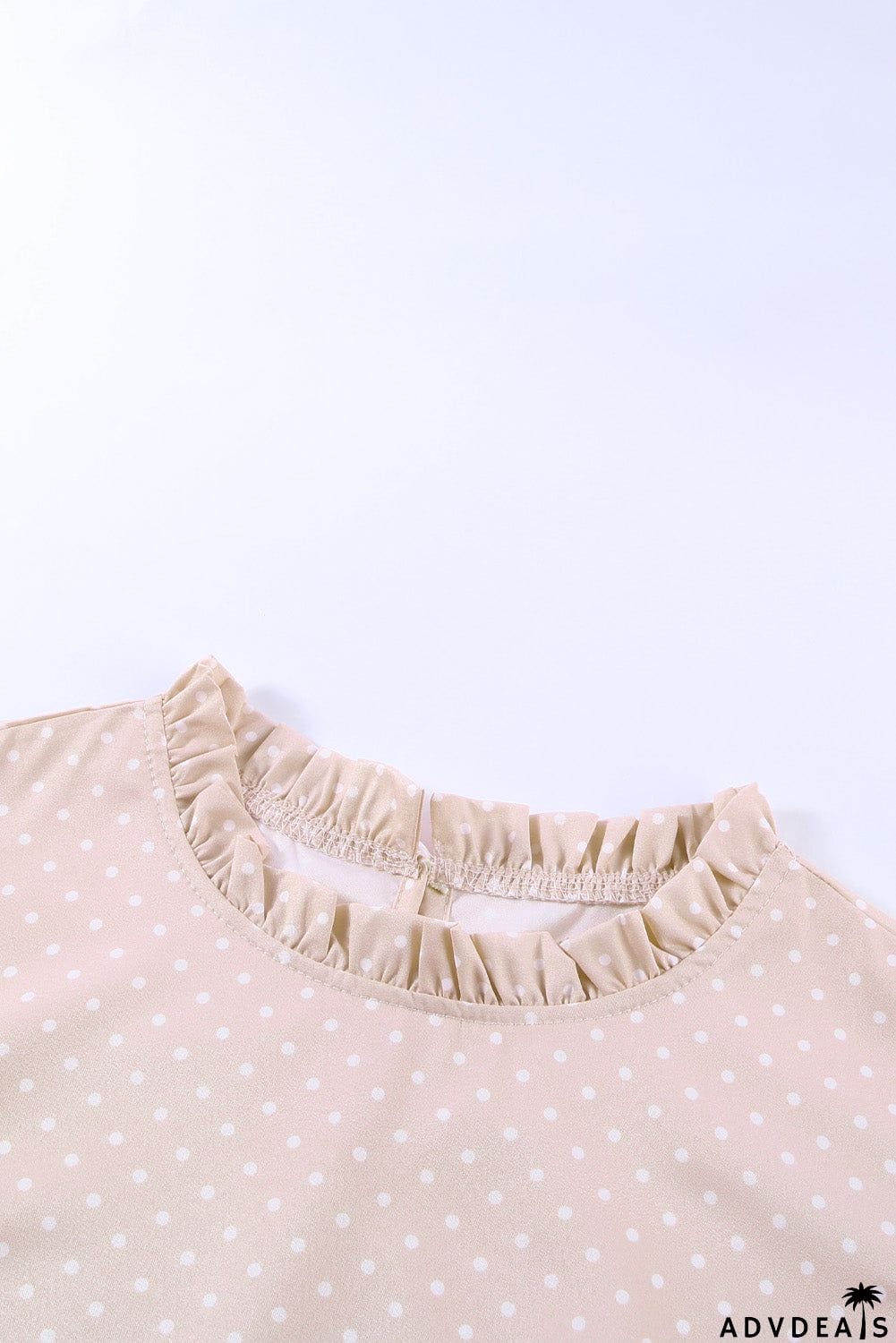 Ruffled Collar Dotted Print Top