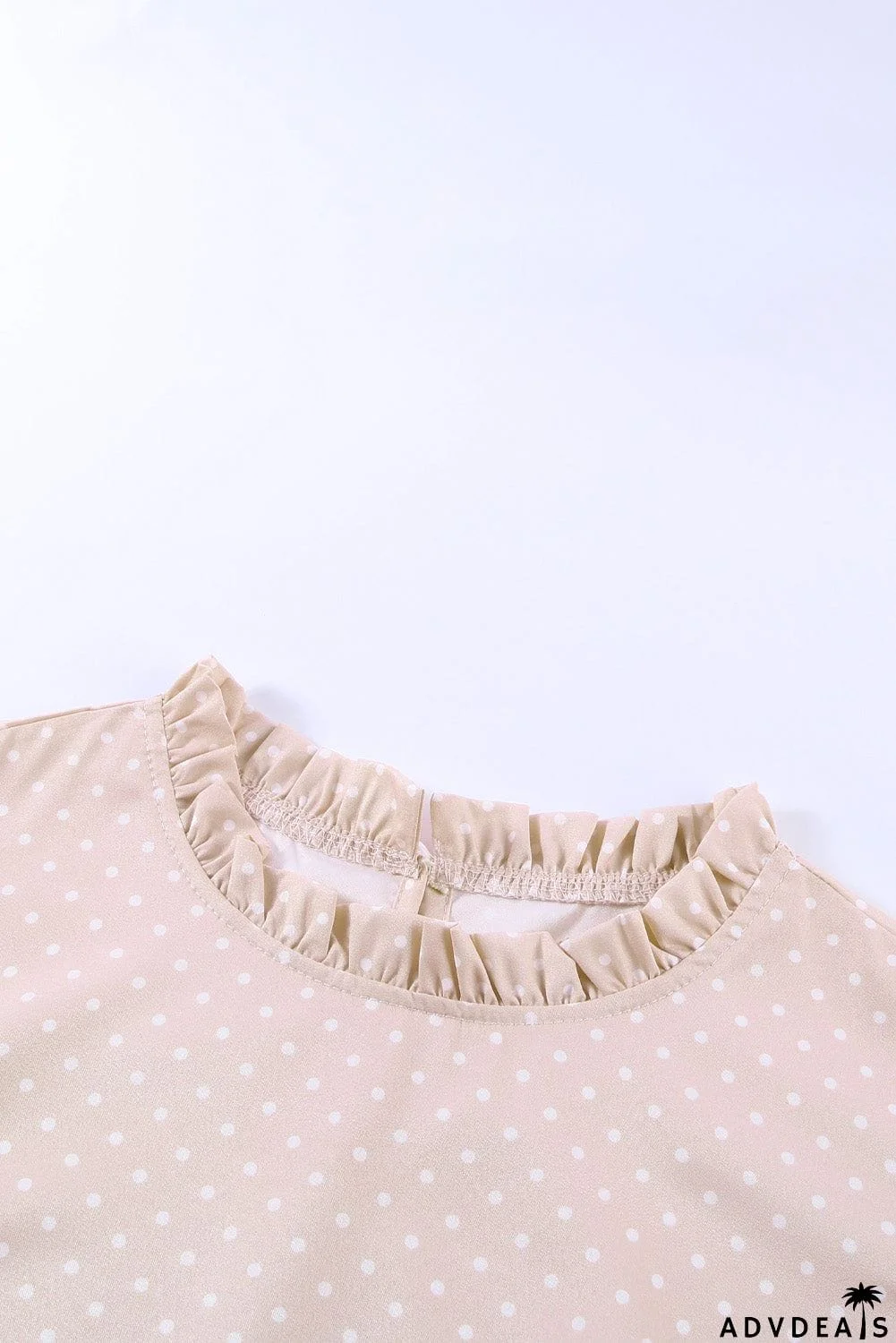 Ruffled Collar Dotted Print Top