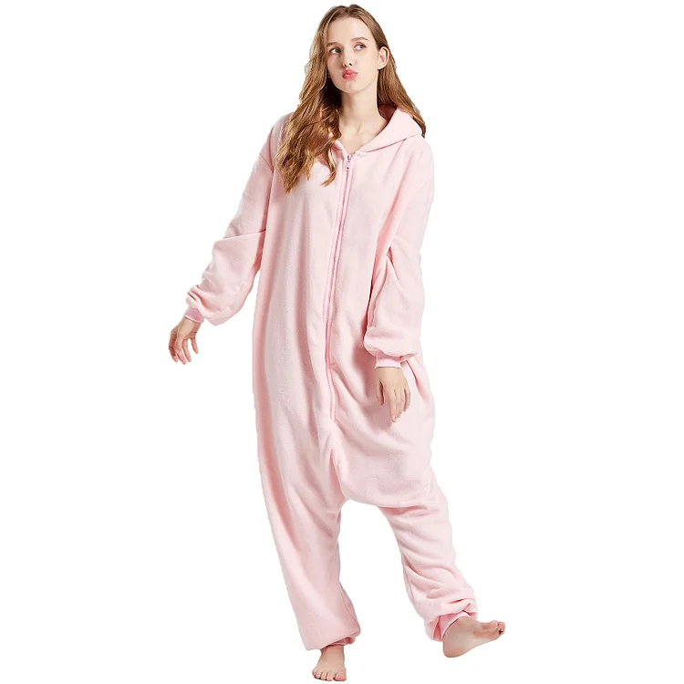 WAWRTOU Pink unisex cartoon cosplay unisex cosplay pajamas, Christmas costume, home sleepwear, zipper closure