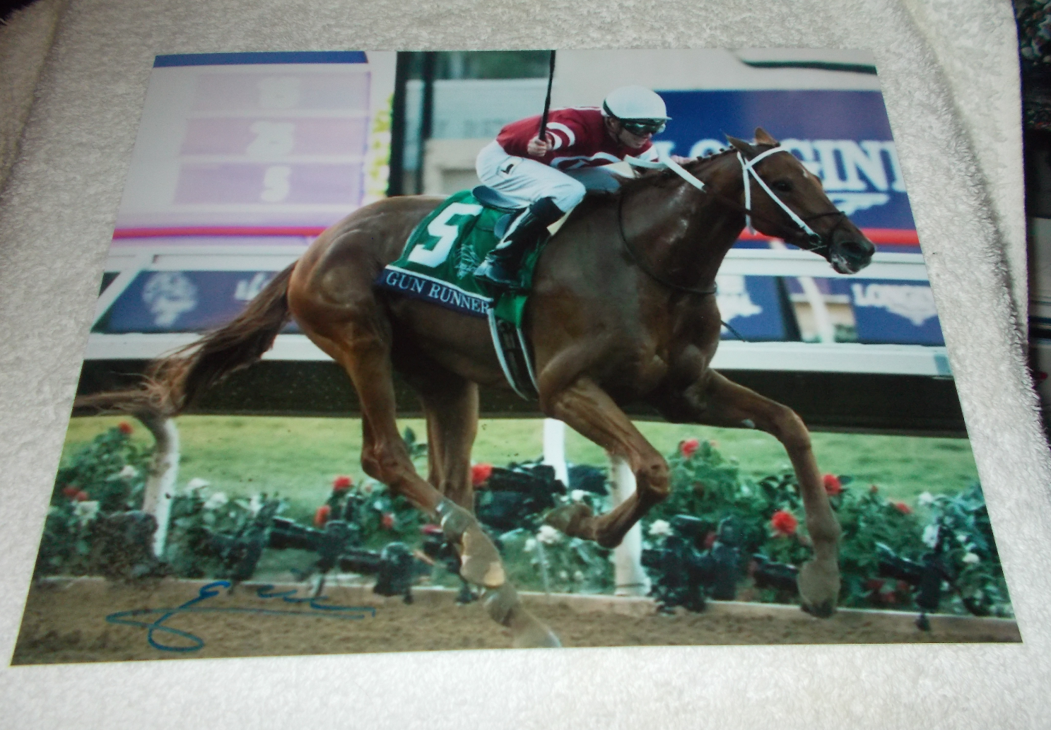 FLORENT GEROUX GUN RUNNER BREEDER'S CUP CLASSIC SIGNED 8x10 HORSE RACING Photo Poster painting