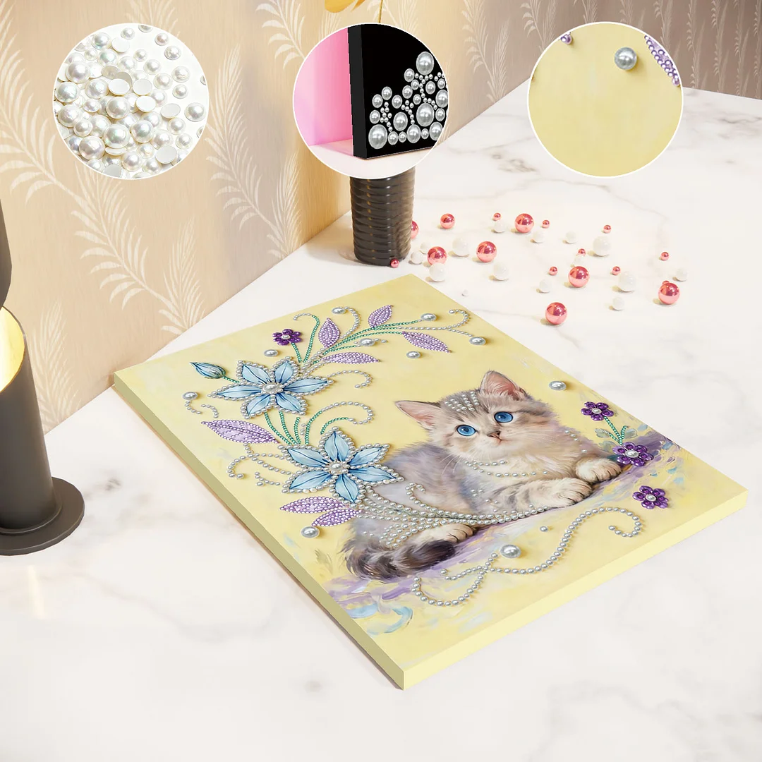 Kitten - DIY Pearl Diamond Art Kit With Frame 30*40cm