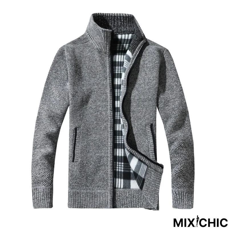 Men's Sweaters Autumn Winter Warm Thick Velvet Sweater Jackets Cardigan Coats Male Clothing Casual Knitwear