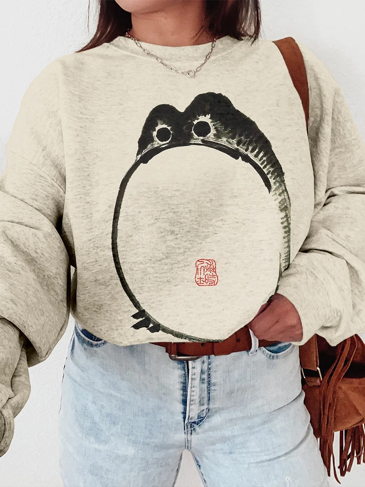 Japanese Frog Art Crew Neck Vintage Sweatshirt