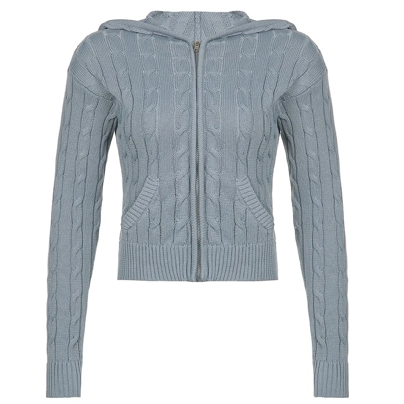 Rapcopter Solid Kintted Jackets y2k Casual Coat Long Sleeve Cute Harajuku Basic Outwear Autumn Winter Hoodies Women Korean Tops