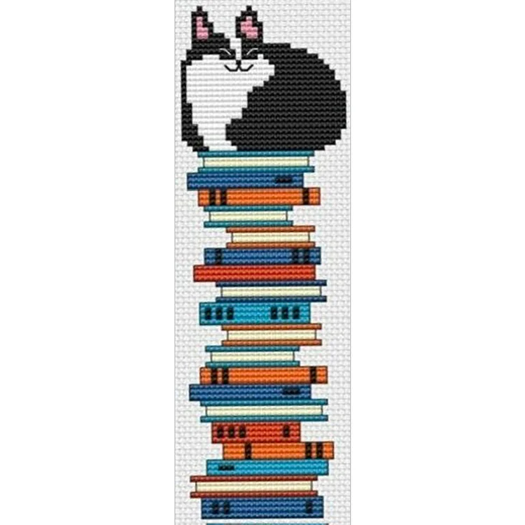 11CT Stamped Double-Sided Cat Bookmark Making Kit 18x6cm Bookmark Embroidery Kit