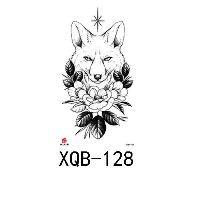 Small Full Arm Waterproof Tattoo Sticker Half Arm Arm Fierce Wolf Head Animal Arm Lasting European and American Tattoo Sticker