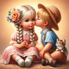 Boy Kissing Girl-11CT Stamped Cross Stitch 40*40cm