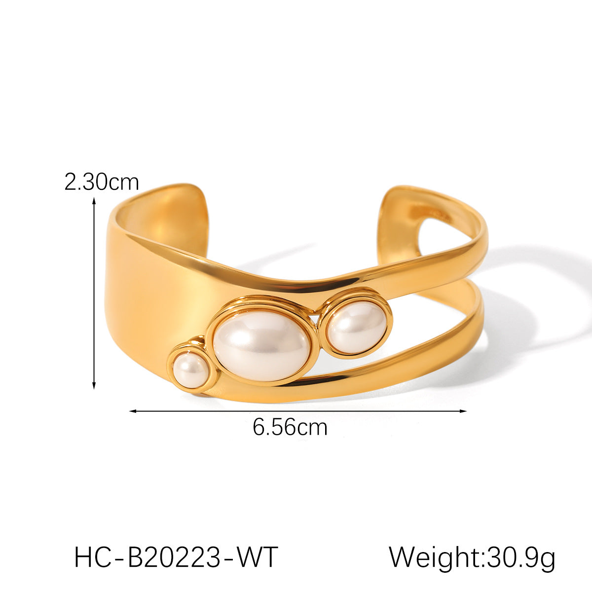 Stainless Steel Hollow Pearl Bracelet Natural Tiger Eye Stone Open Bracelet Retro Titanium Steel Jewelry