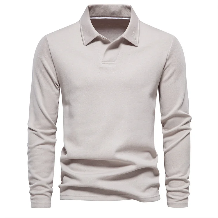 2025 New Men's Long-Sleeved Collared Polo Shirt
