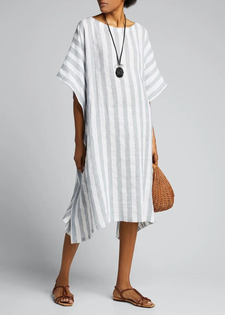 Cropped Sleeves Round Neck Comfort Dress