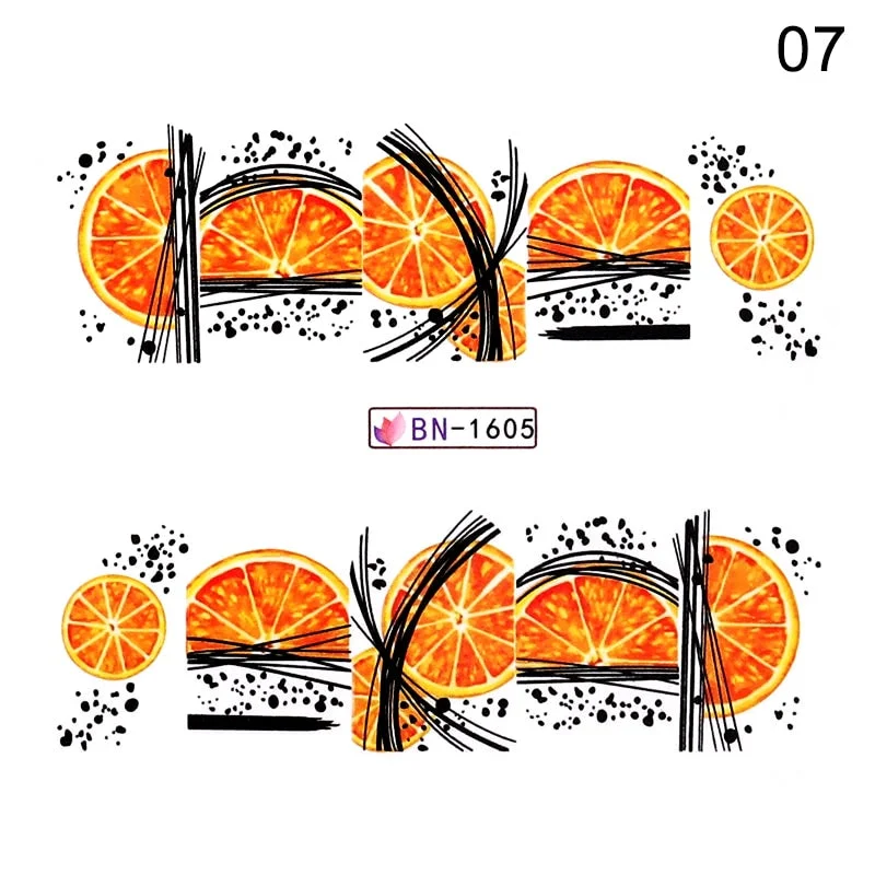 1PC 3D Nail Stickers Kiwi Avocado Lemon Banana Fruits Self-Adhesive Slider Nail Art Decorations Decals Manicure Accessories-Nail Inspo