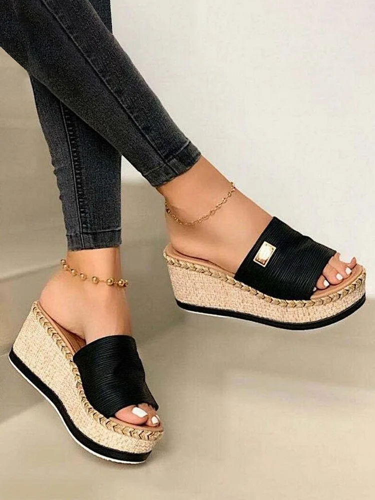 Resort Hemp Rope Sole Wedge Sandals VE3