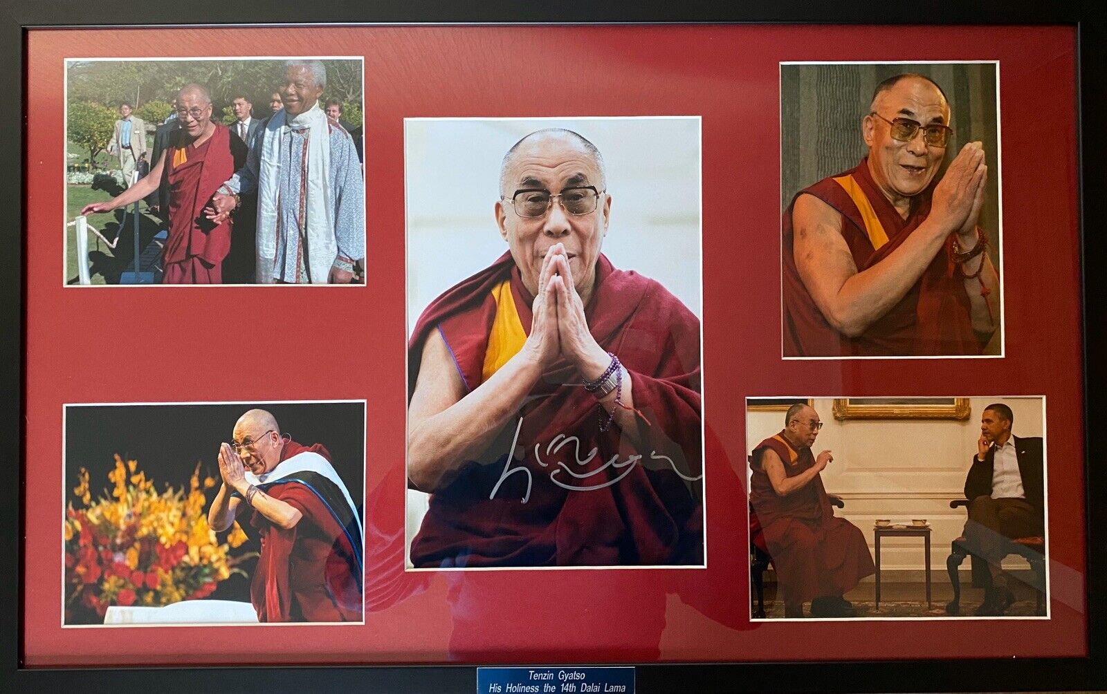 Dalai Lama Genuine Hand Signed Framed Photo Poster painting, Buddhist, Exact Proof