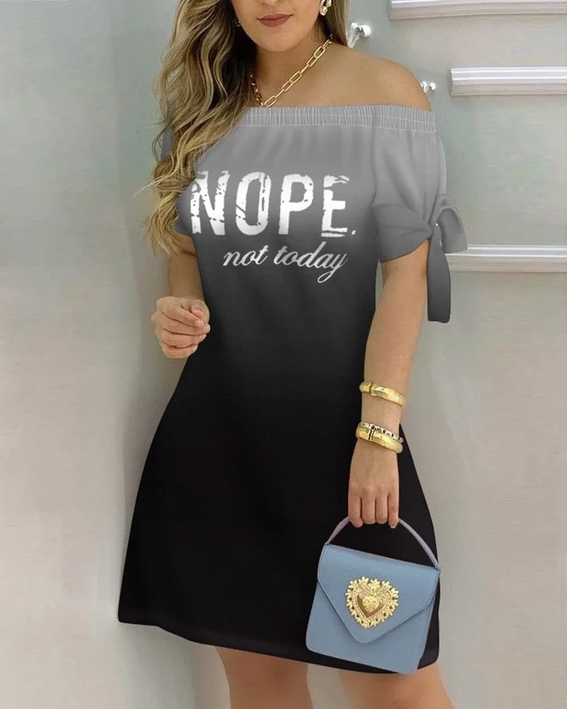 Graduation Gifts  Plaid Ptint Colorblock Off Shoulder Tie Detail Casual Dress Women
