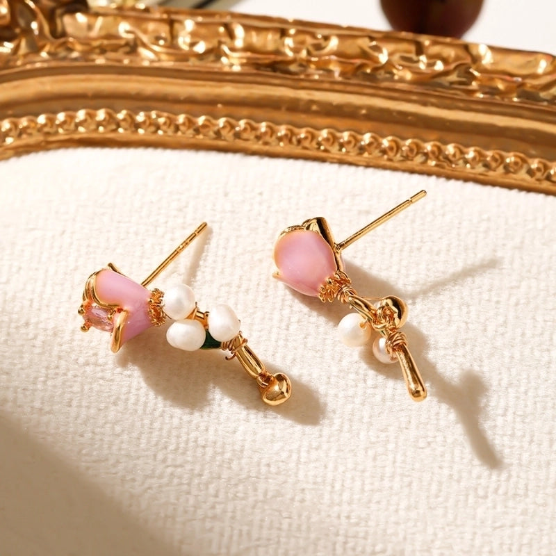 1 Pair Elegant Romantic Minimalist Rose Copper Ear Studs