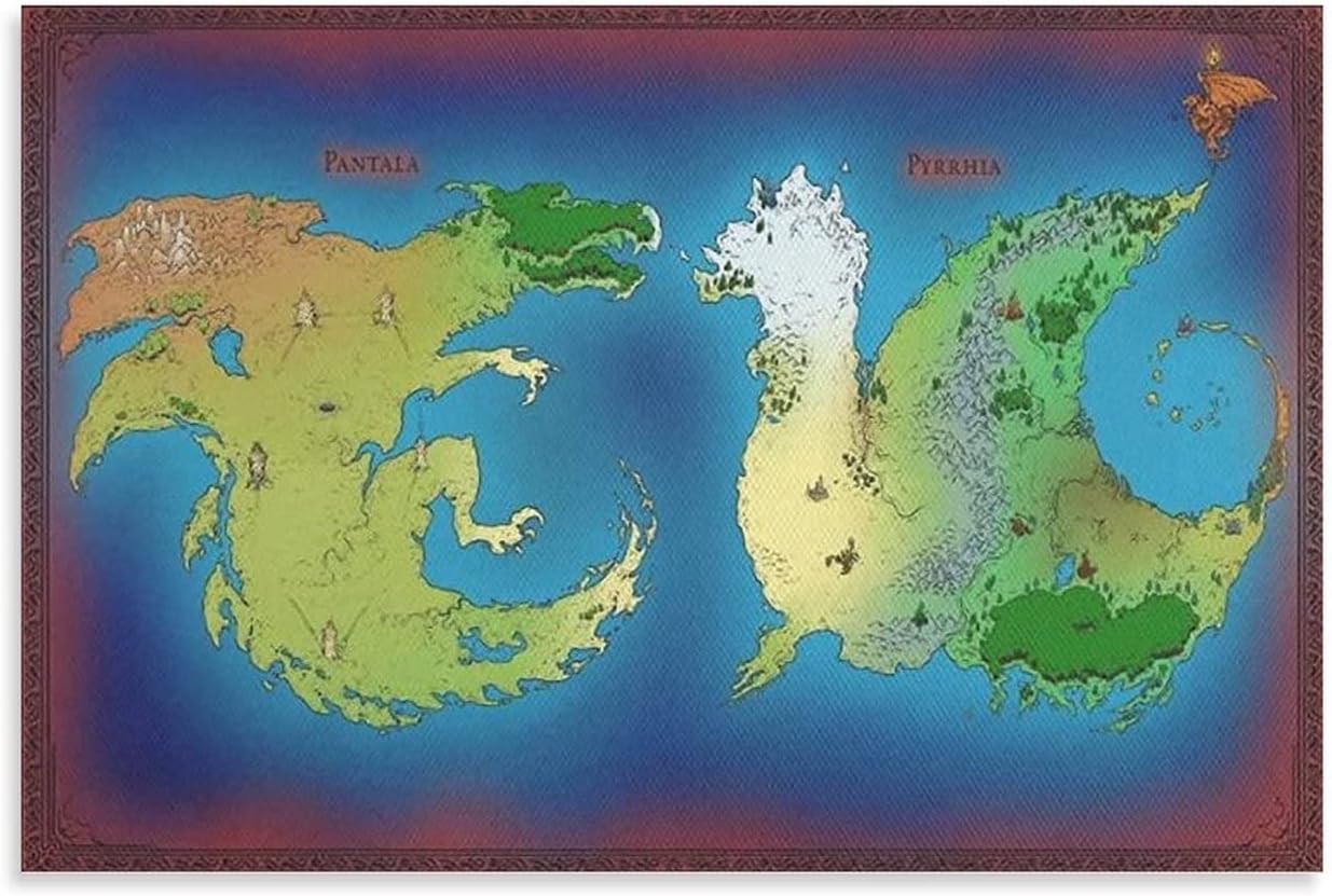 Wings of Fire MapPoster for Bedroom Posters Posters for Room Aesthetic Wide Wall Hanging for Bedroom Living Anime Poster 12x18inch(30x45cm) Unframe-Style 12x18inch(30x45cm)