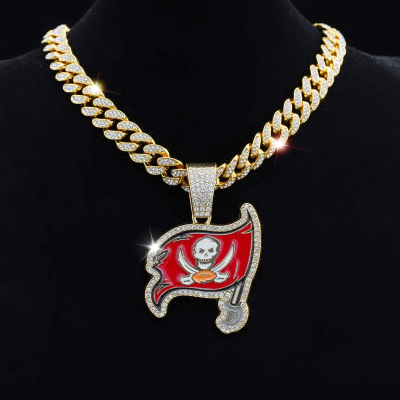 Sold Jewelry Fashion Fashionmonger Full Diamond Pirate Football Team Pendant Single Pendant Men And Women All-Matching Hip Hop Necklace