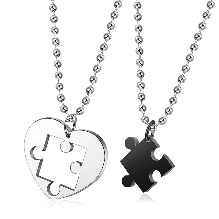 Personalized Couple Matching Necklace Puzzle Heart Necklace Valentines Day Gifts 2023 for Women Men